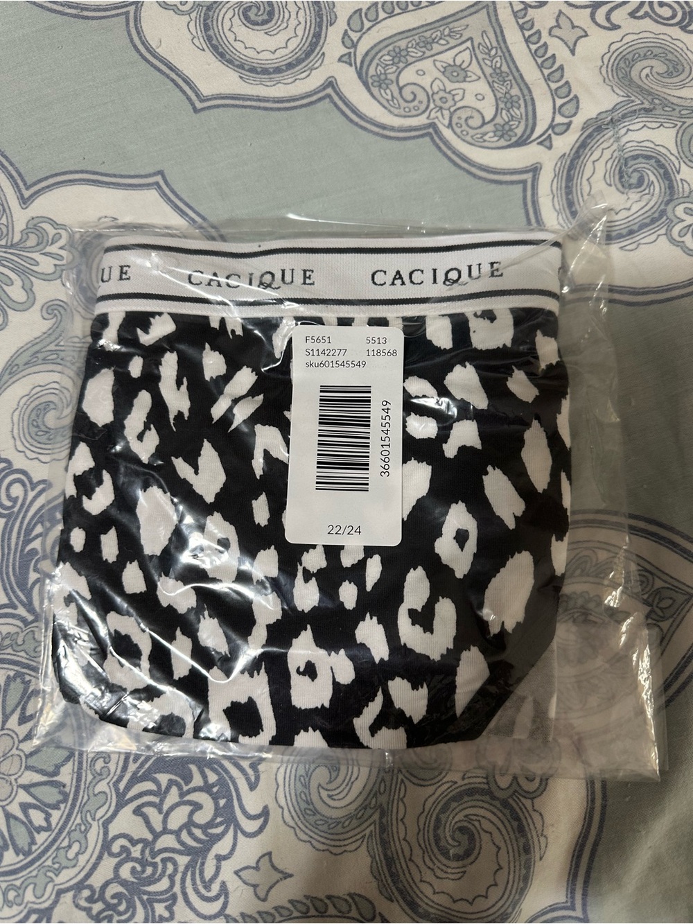 Cacique Black & White Leopard Print Women’s Cotton Hipsters Panties
